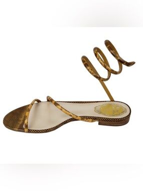 Rene Caovilla Gold Spiral-Strap Women's Sandal